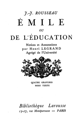 Couverture de Rousseau - Emile ou de l'éducation
